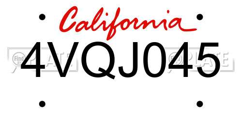 4VQJ045 California License Plate