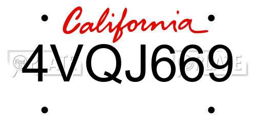 4VQJ669 California License Plate