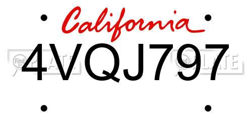 4VQJ797 California License Plate