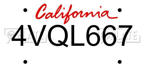 4VQL667 California License Plate