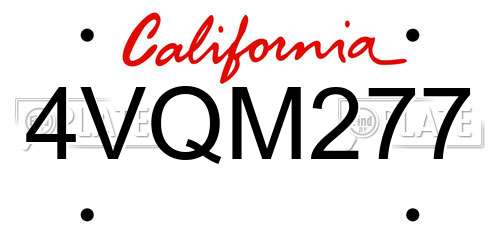 4VQM277 California License Plate