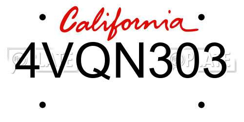 4VQN303 California License Plate