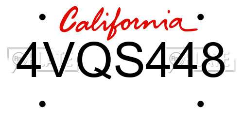 4VQS448 California License Plate