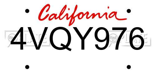 4VQY976 California License Plate