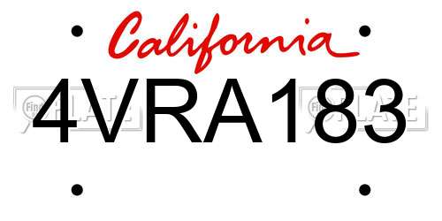 4VRA183 California License Plate