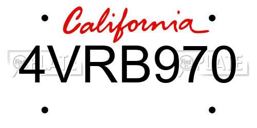 4VRB970 California License Plate