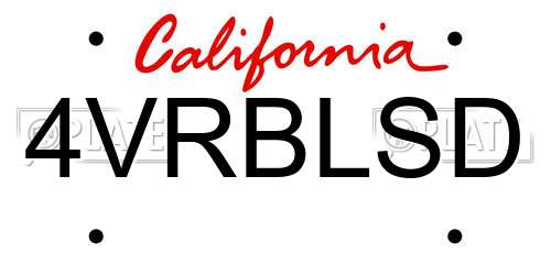 4VRBLSD California License Plate