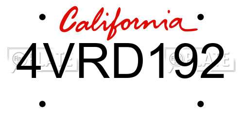 4VRD192 California License Plate