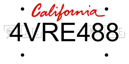 4VRE488 California License Plate