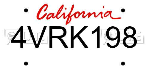 4VRK198 California License Plate