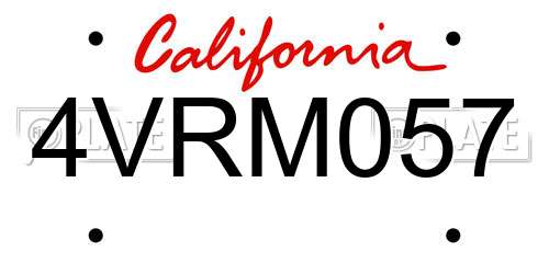 4VRM057 California License Plate