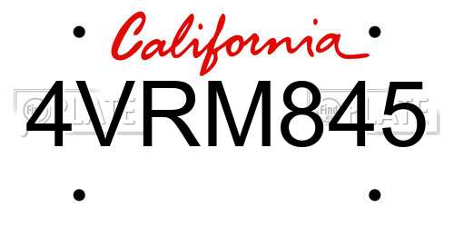 4VRM845 California License Plate