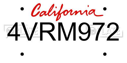 4VRM972 California License Plate