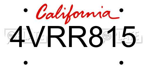 4VRR815 California License Plate
