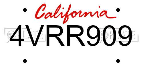 4VRR909 California License Plate