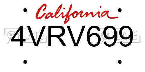 4VRV699 California License Plate