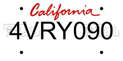4VRY090 California License Plate