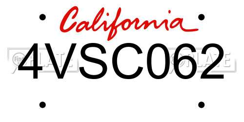 4VSC062 California License Plate