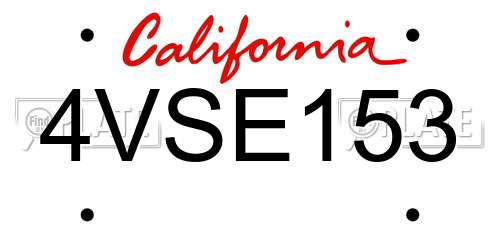 4VSE153 California License Plate