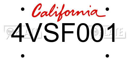 4VSF001 California License Plate