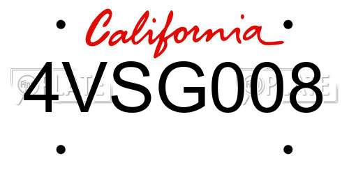 4VSG008 California License Plate