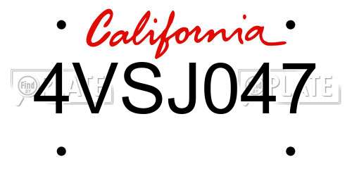 4VSJ047 California License Plate