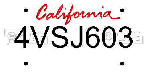 4VSJ603 California License Plate