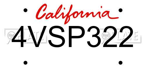 4VSP322 California License Plate
