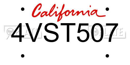 4VST507 California License Plate