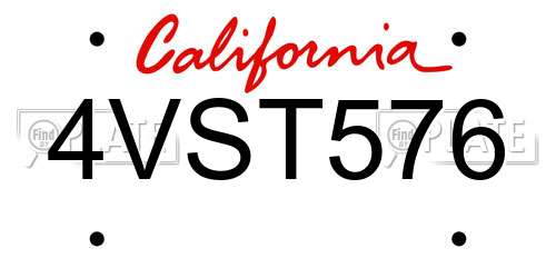 4VST576 California License Plate