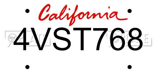 4VST768 California License Plate