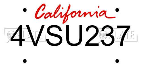 4VSU237 California License Plate