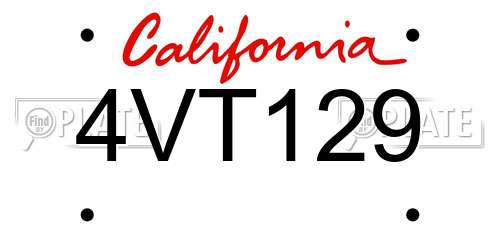 4VT129 California License Plate