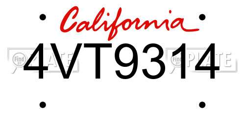 4VT9314 California License Plate