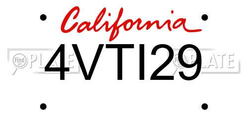 4VTI29 California License Plate