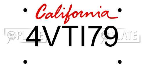 4VTI79 California License Plate