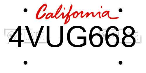 4VUG668 California License Plate
