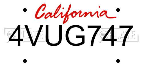 4VUG747 California License Plate