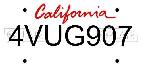 4VUG907 California License Plate
