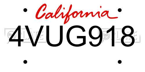 4VUG918 California License Plate