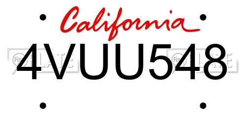 4VUU548 California License Plate