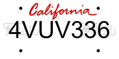 4VUV336 California License Plate