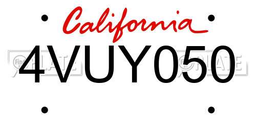4VUY050 California License Plate