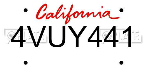 4VUY441 California License Plate