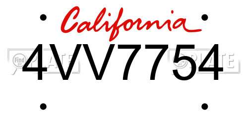 4VV7754 California License Plate