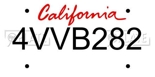 4VVB282 California License Plate