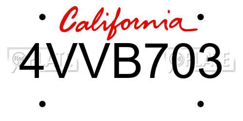 4VVB703 California License Plate