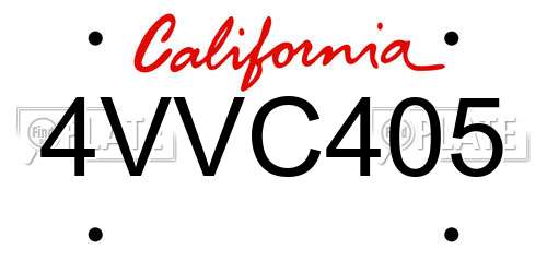 4VVC405 California License Plate