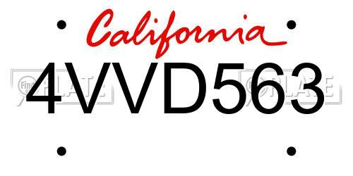 4VVD563 California License Plate