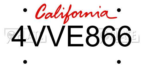 4VVE866 California License Plate